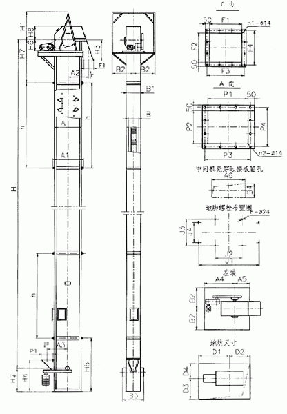 NE斗式提升機(jī)內(nèi)部結(jié)構(gòu)圖紙展示